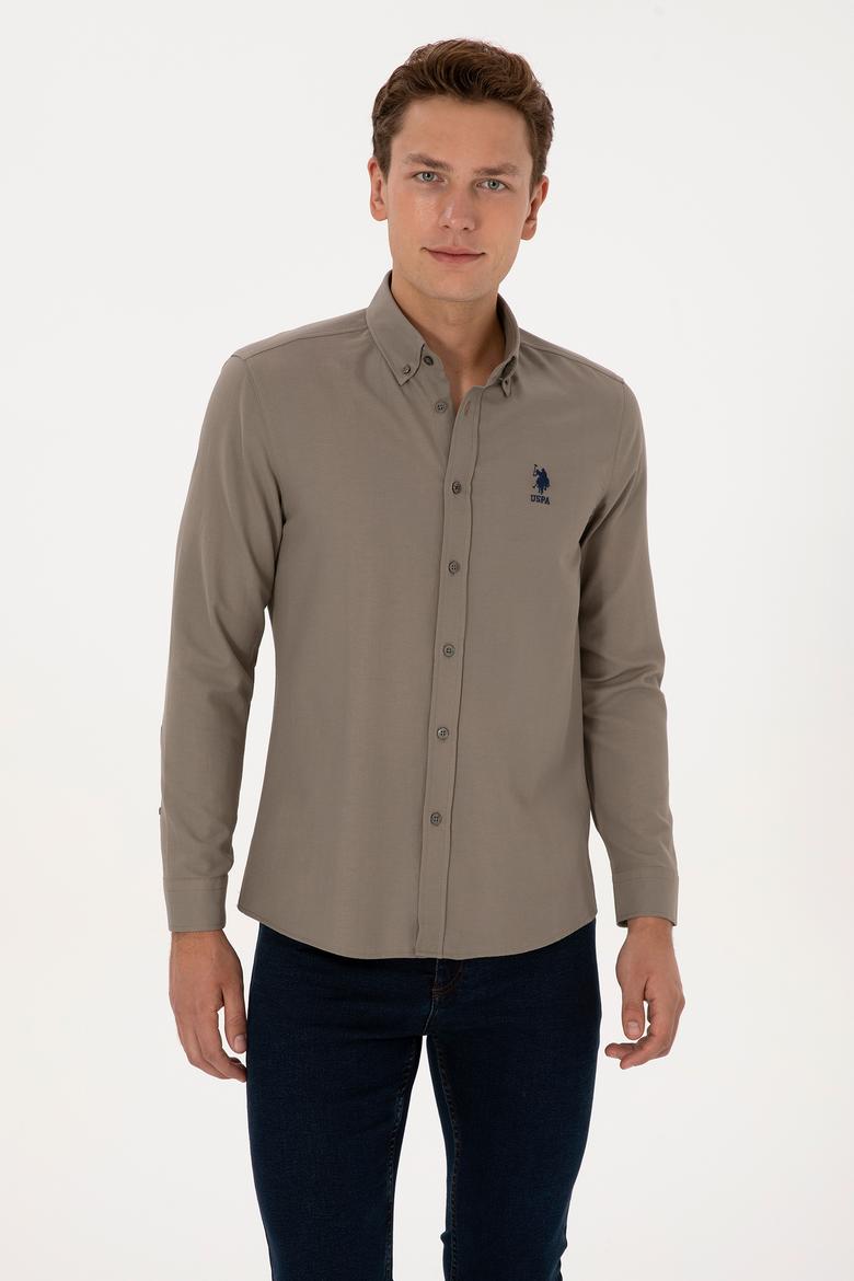 Erkek Vizon Uzun Kollu Basic Gömlek - 50297997023