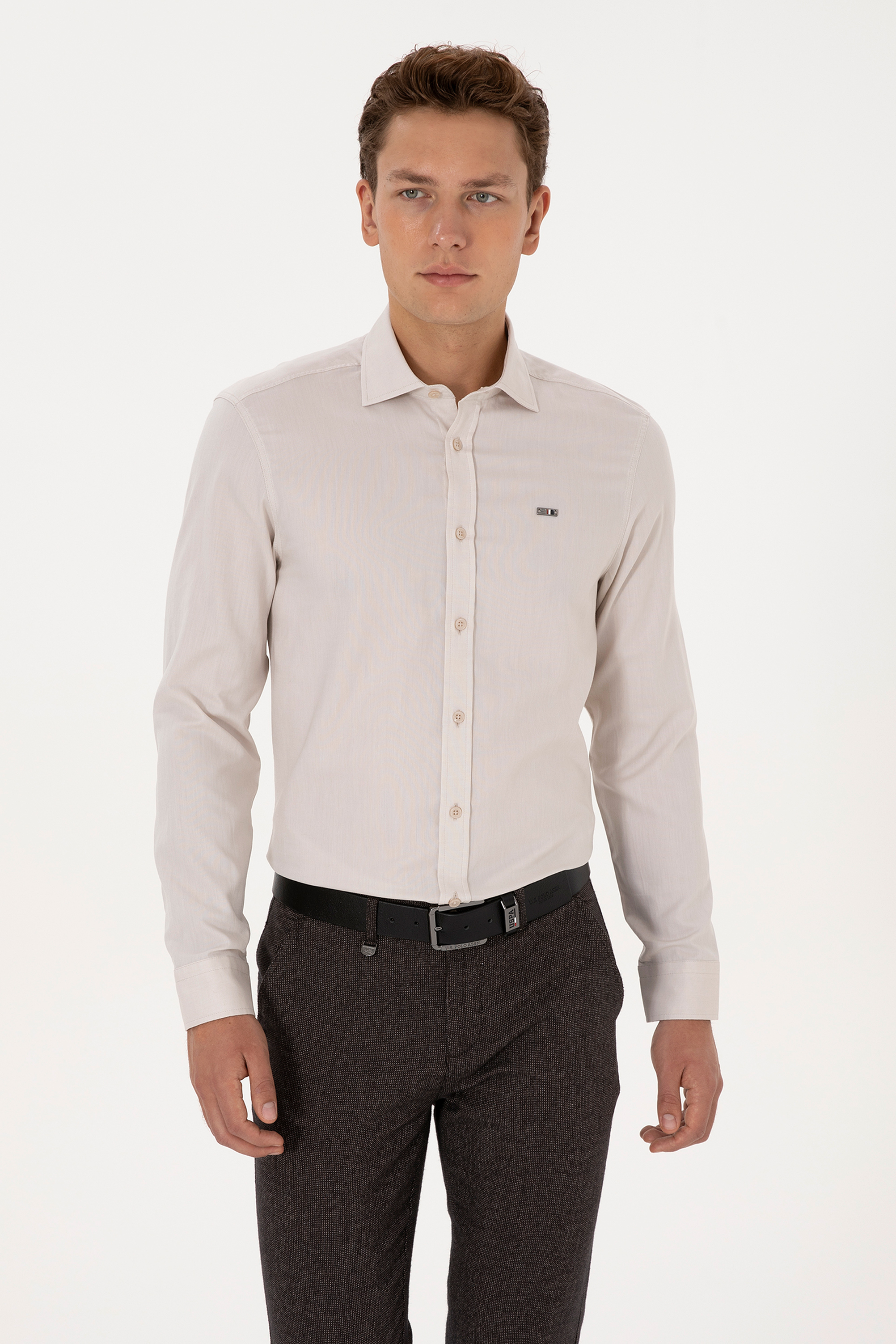 Erkek Taş Uzun Kollu Basic Gömlek - 50298004041