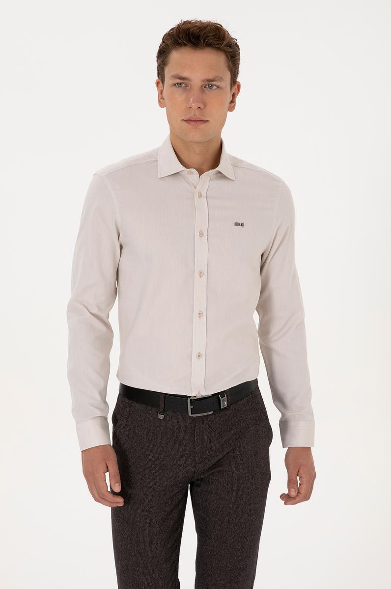 Erkek Taş Uzun Kollu Basic Gömlek