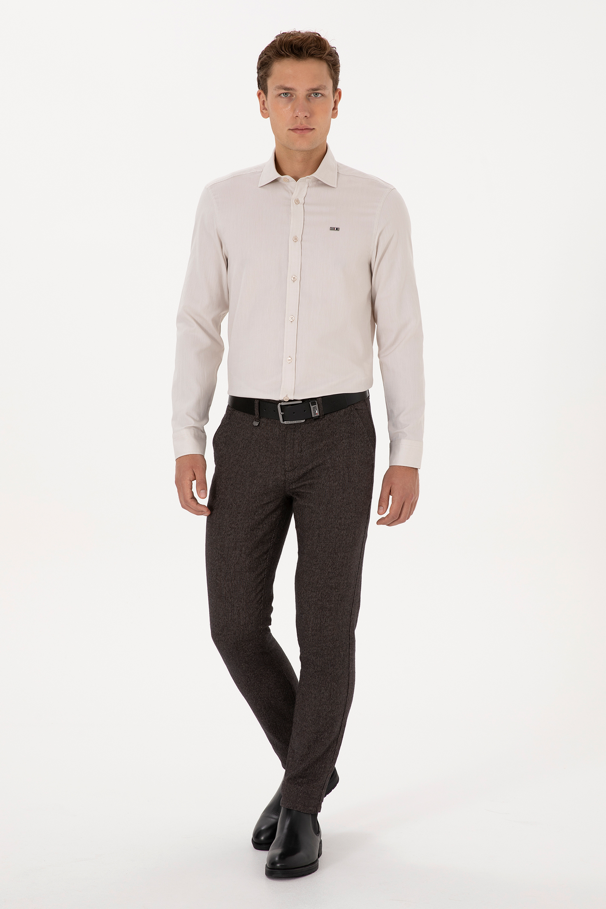 Erkek Taş Uzun Kollu Basic Gömlek - 50298004041