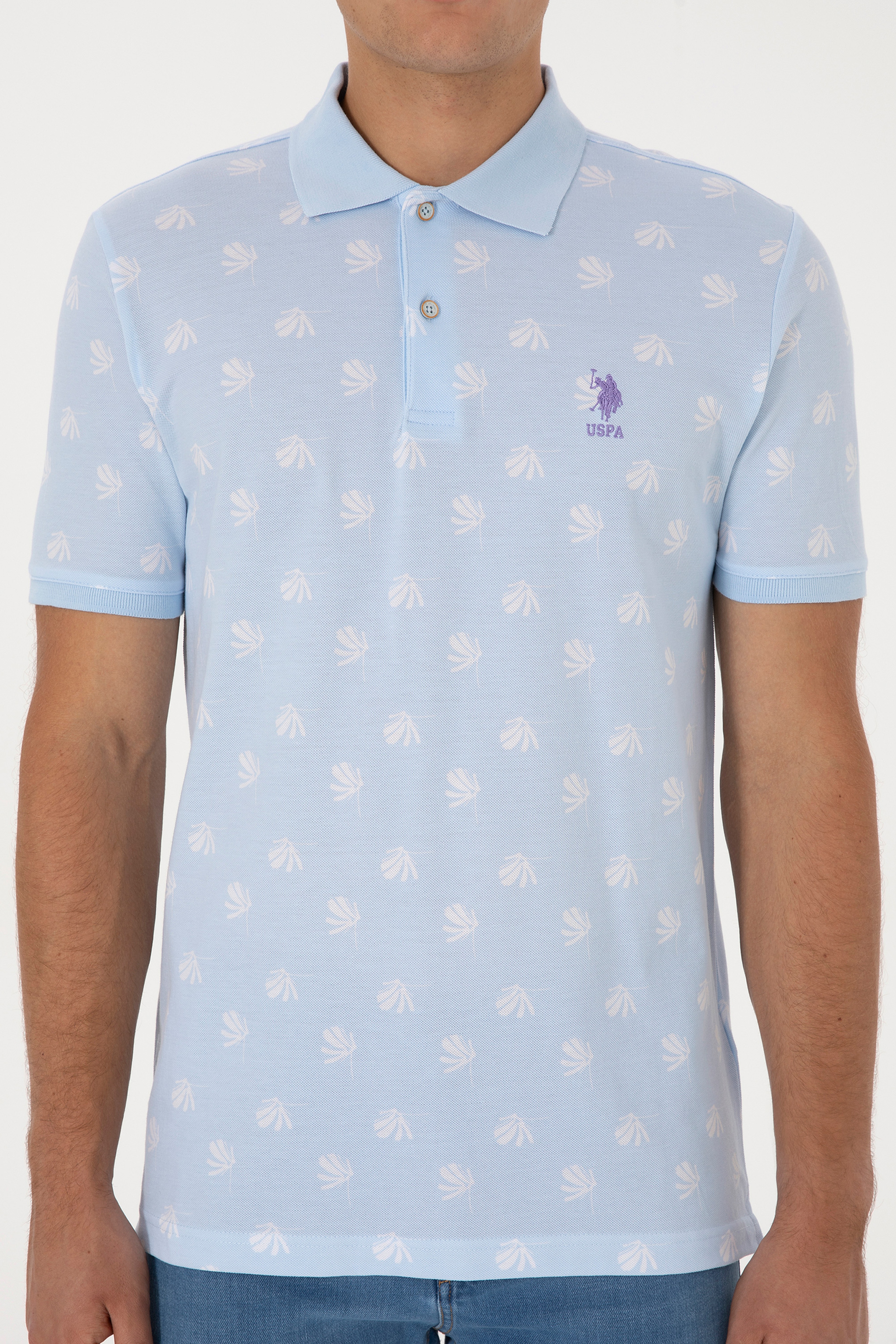 Erkek Regular Fit Polo Yaka Açık Mavi Tişört