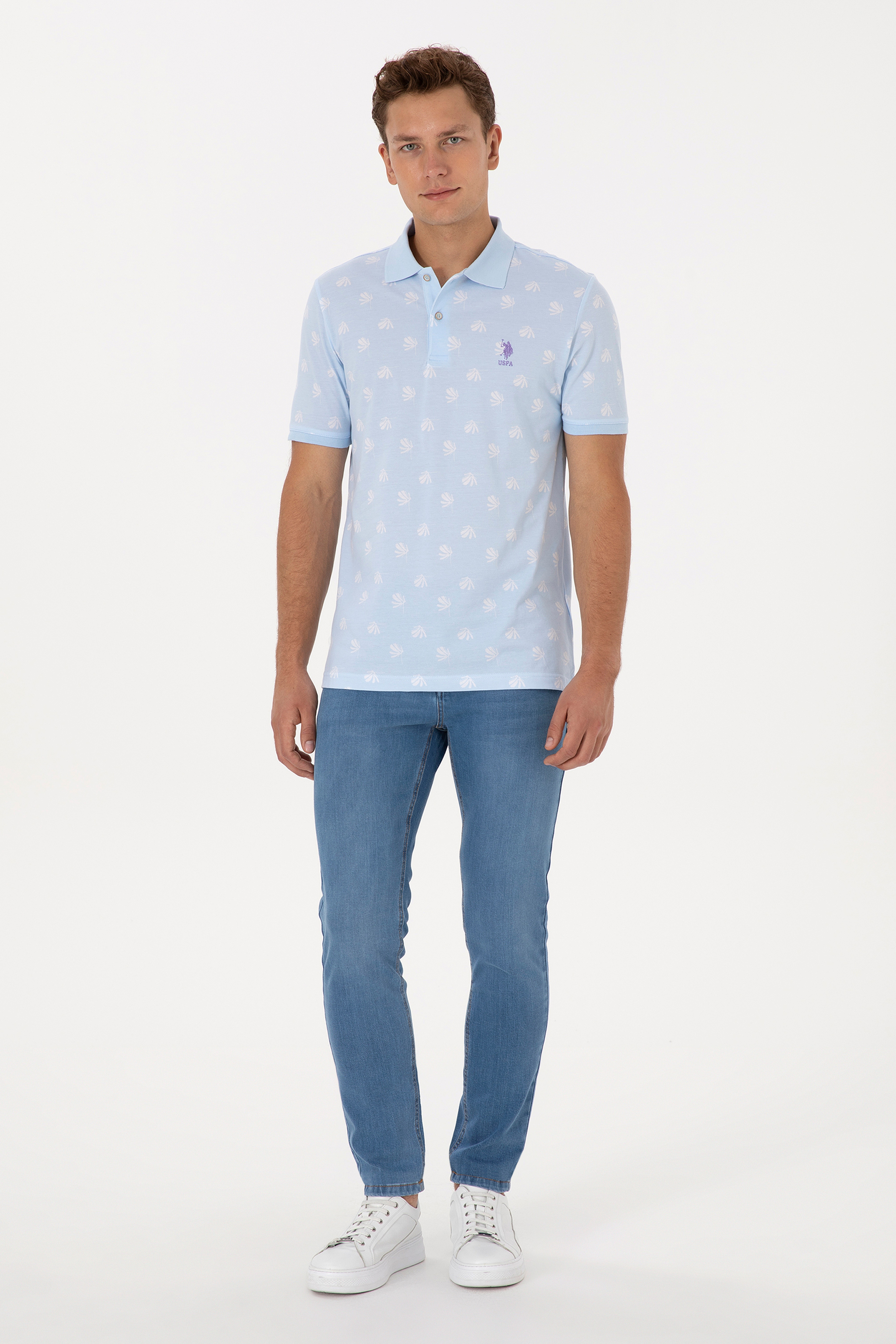 Erkek Regular Fit Polo Yaka Açık Mavi Tişört - Image 4