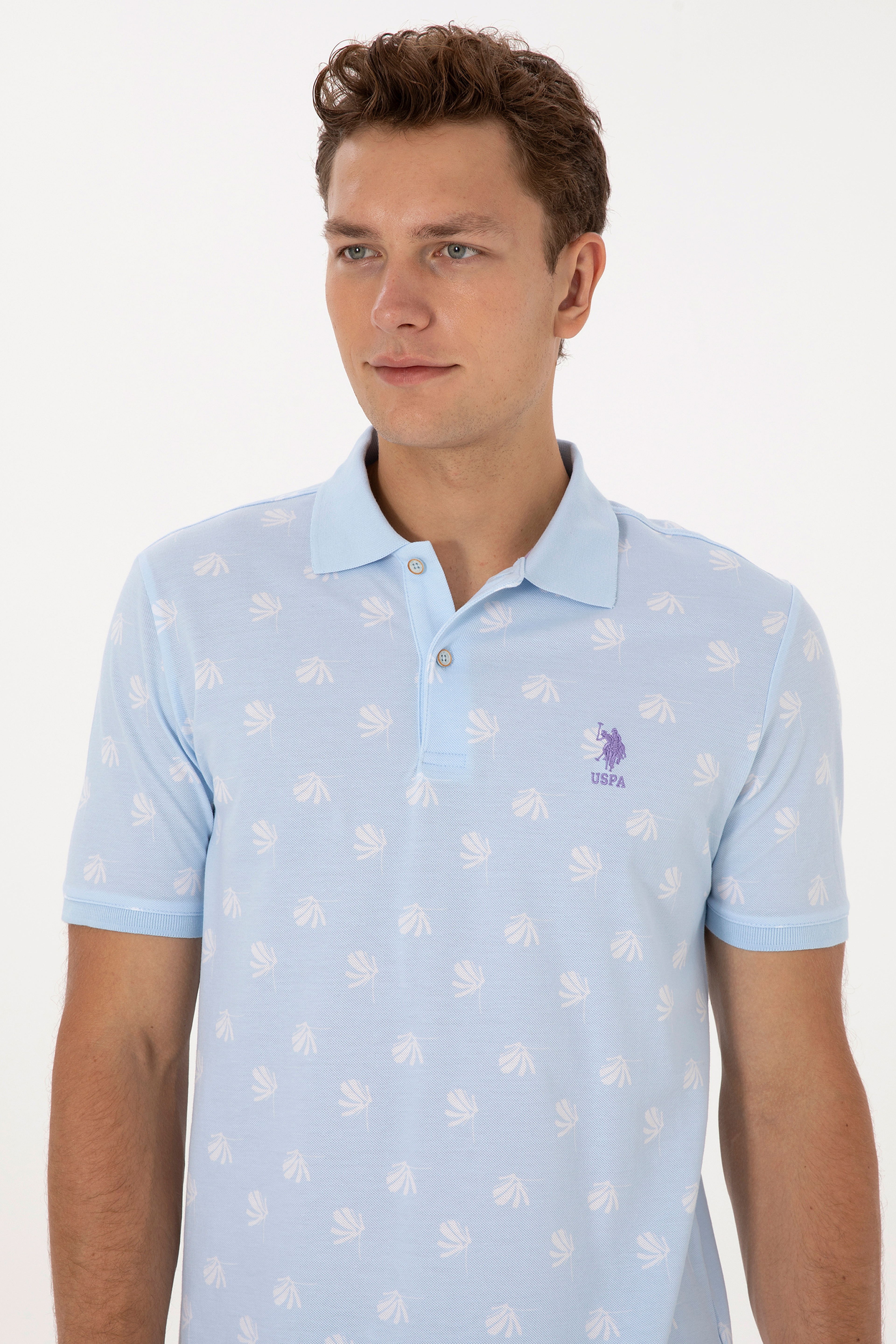 Erkek Regular Fit Polo Yaka Açık Mavi Tişört