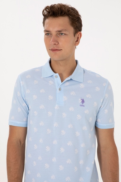 Erkek Regular Fit Polo Yaka Açık Mavi Tişört