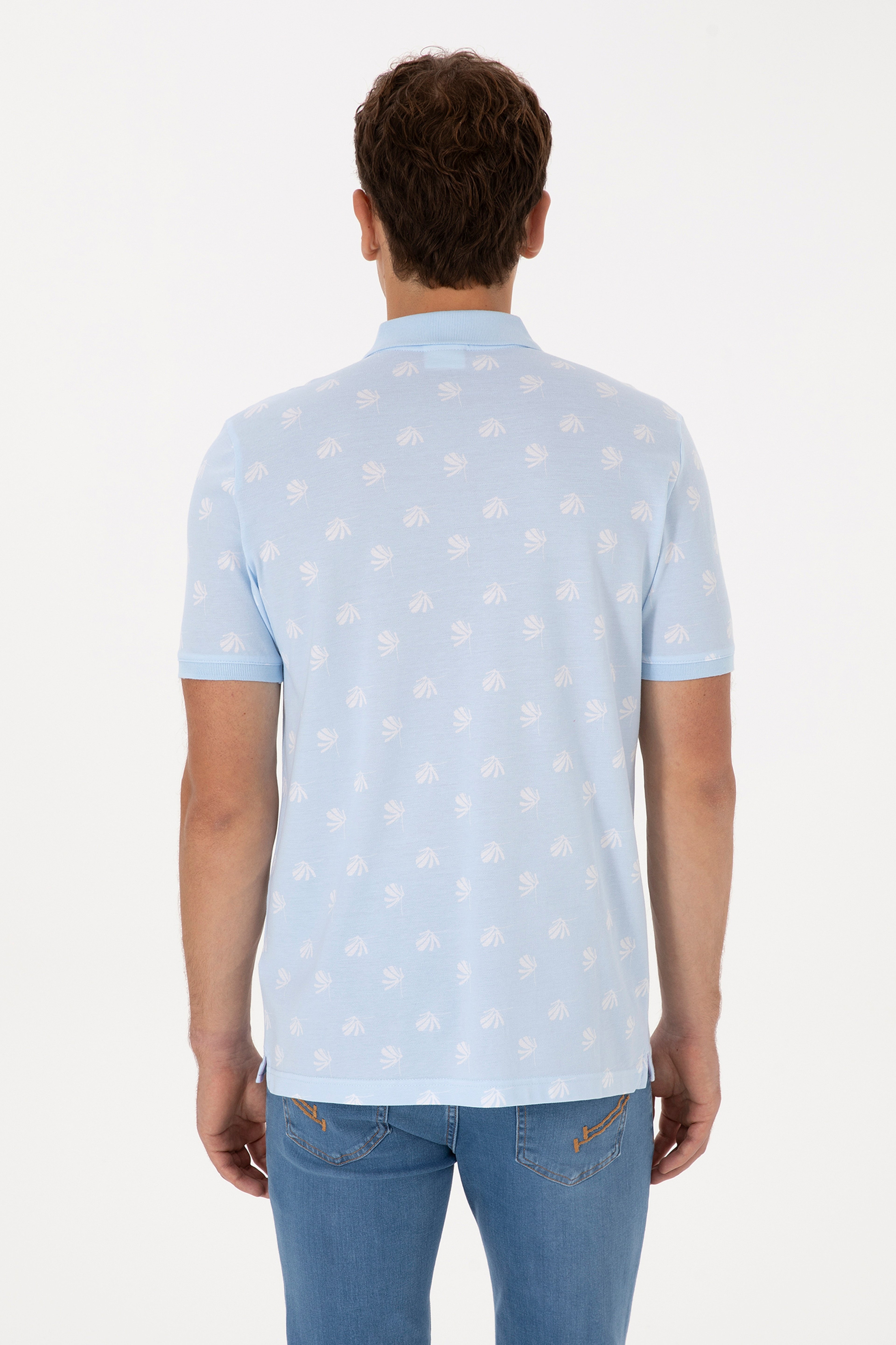 Erkek Regular Fit Polo Yaka Açık Mavi Tişört - Image 5