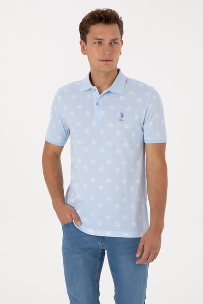 Erkek Regular Fit Polo Yaka Açık Mavi Tişört