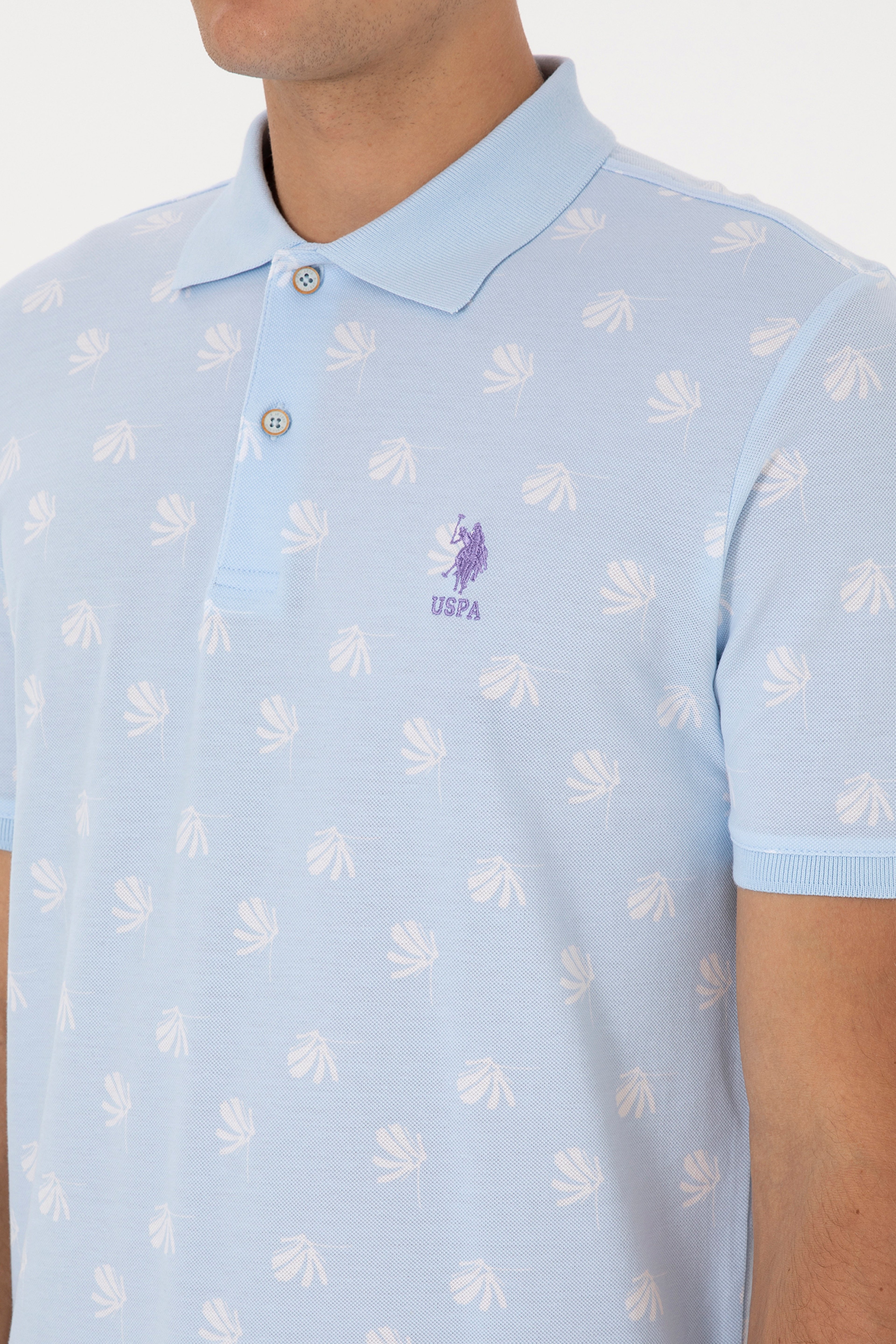 Erkek Regular Fit Polo Yaka Açık Mavi Tişört
