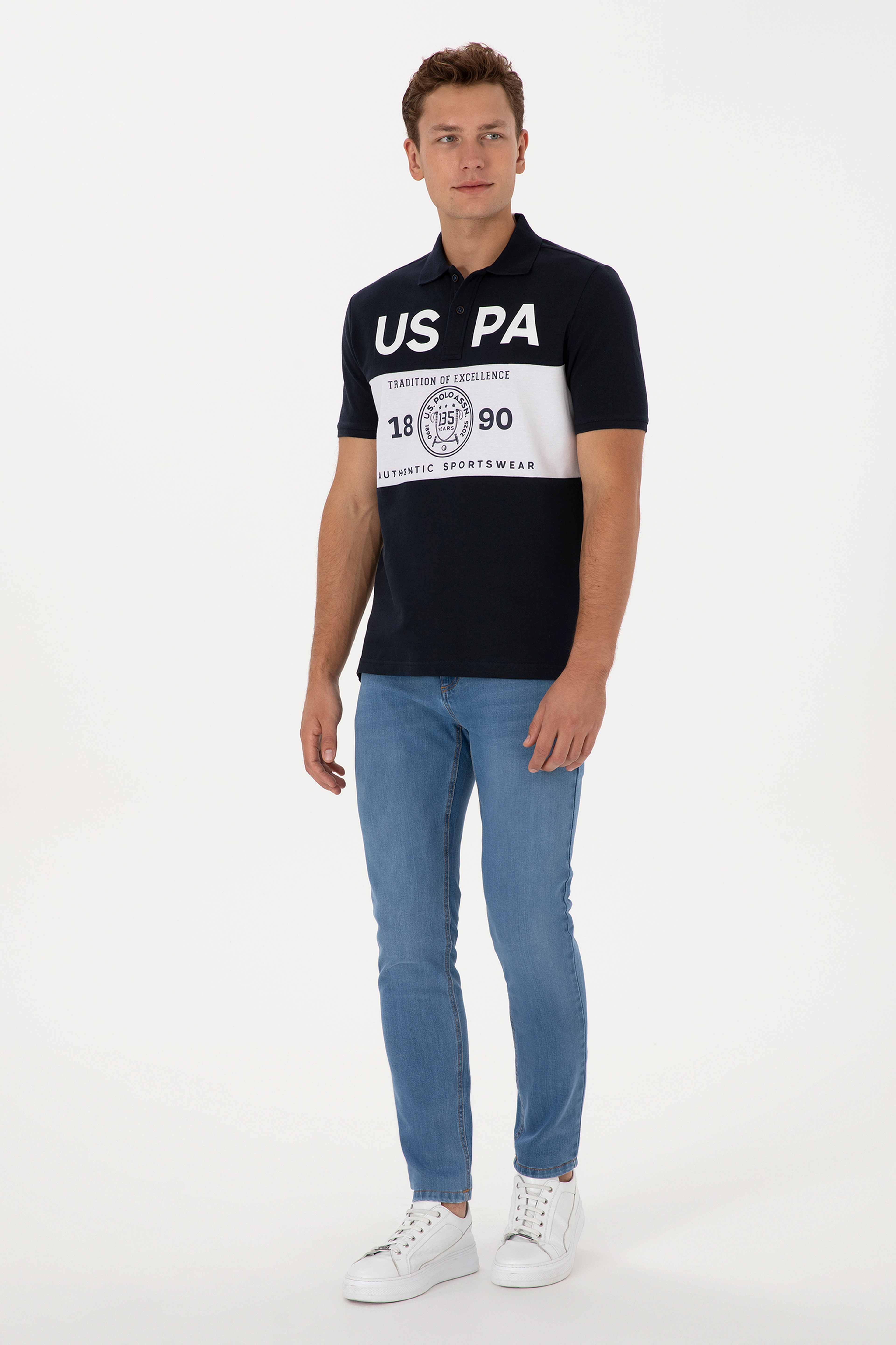Erkek Lacivert Regular Fit Polo Yaka Tişört - Image 4