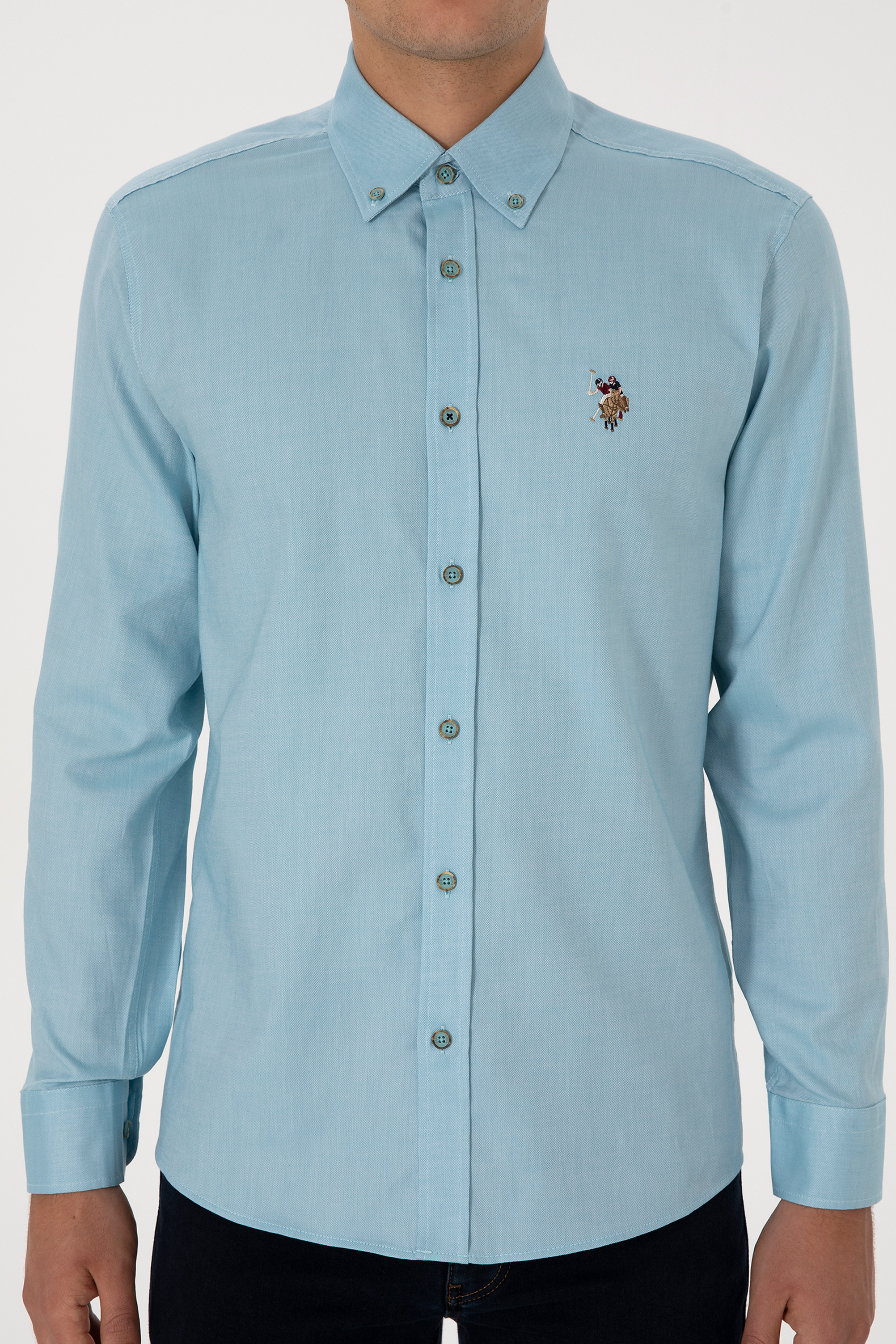 Erkek Mint Uzun Kollu Basic Gömlek - 50307676127