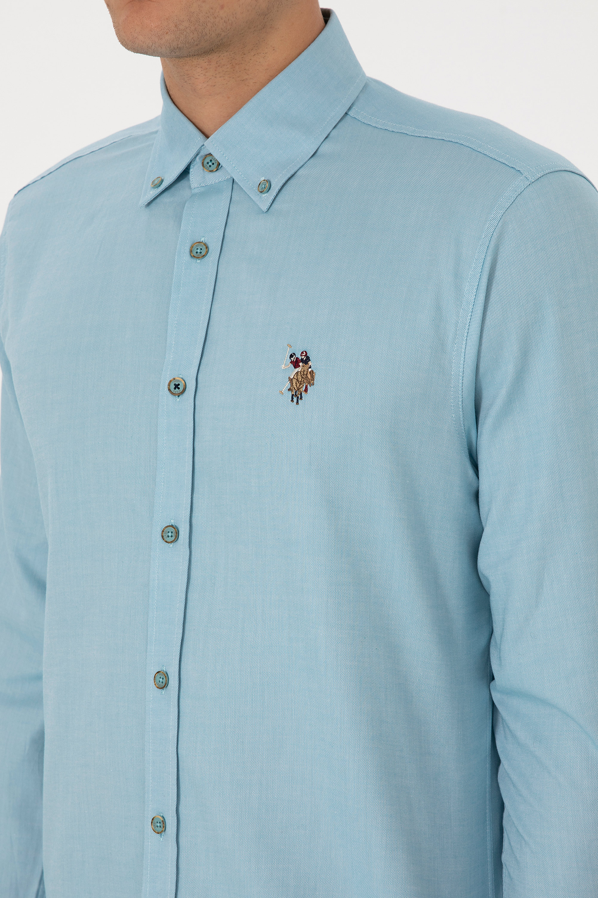 Erkek Mint Uzun Kollu Basic Gömlek - 50307676127