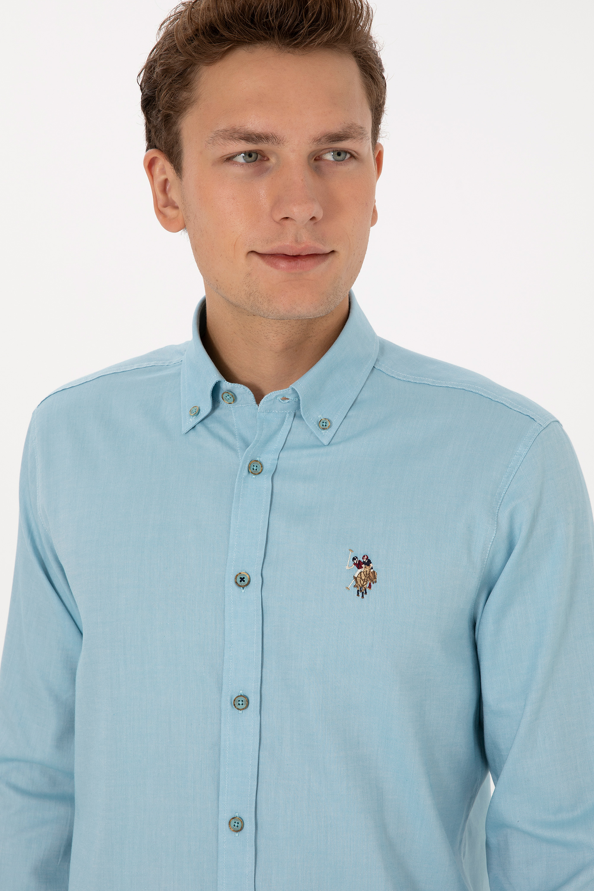 Erkek Mint Uzun Kollu Basic Gömlek - 50307676127