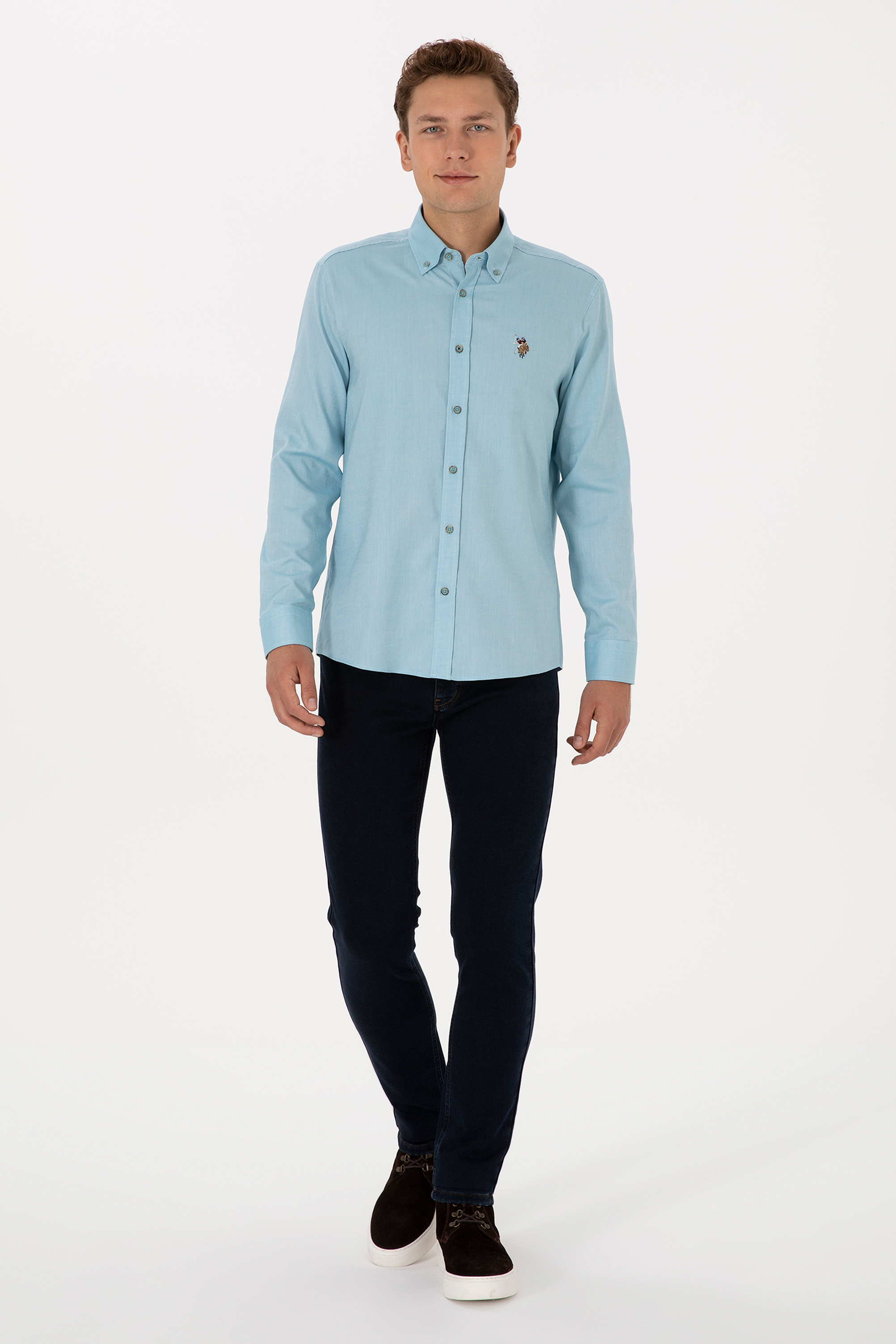 Erkek Mint Uzun Kollu Basic Gömlek - 50307676127