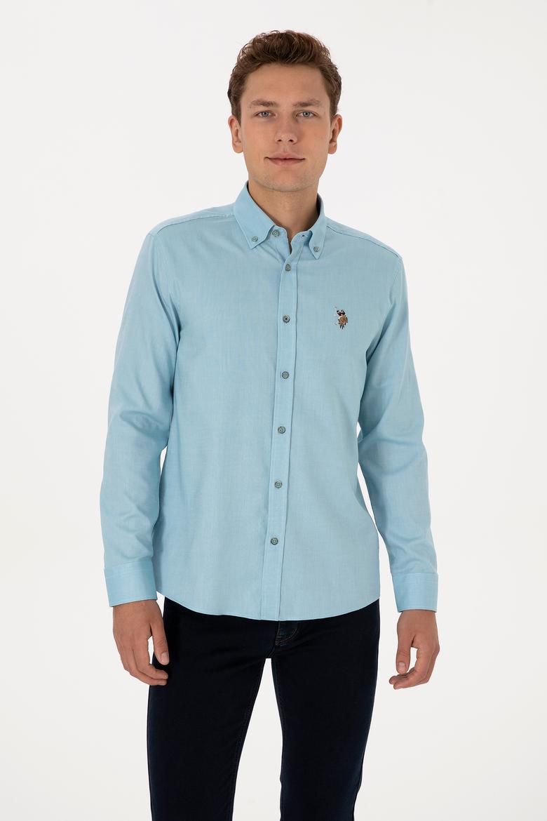 Erkek Mint Uzun Kollu Basic Gömlek