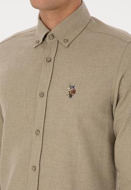 Erkek Açık Haki Uzun Kollu Basic Gömlek - 50307686226