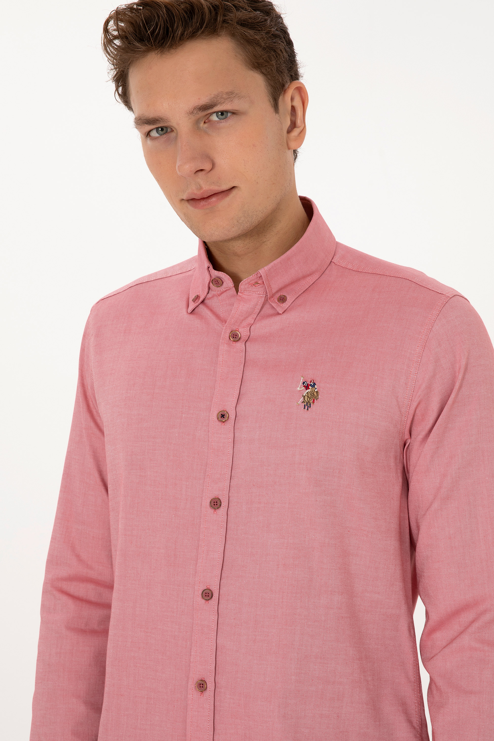 Erkek Vişne Uzun Kollu Basic Gömlek - 50297897082