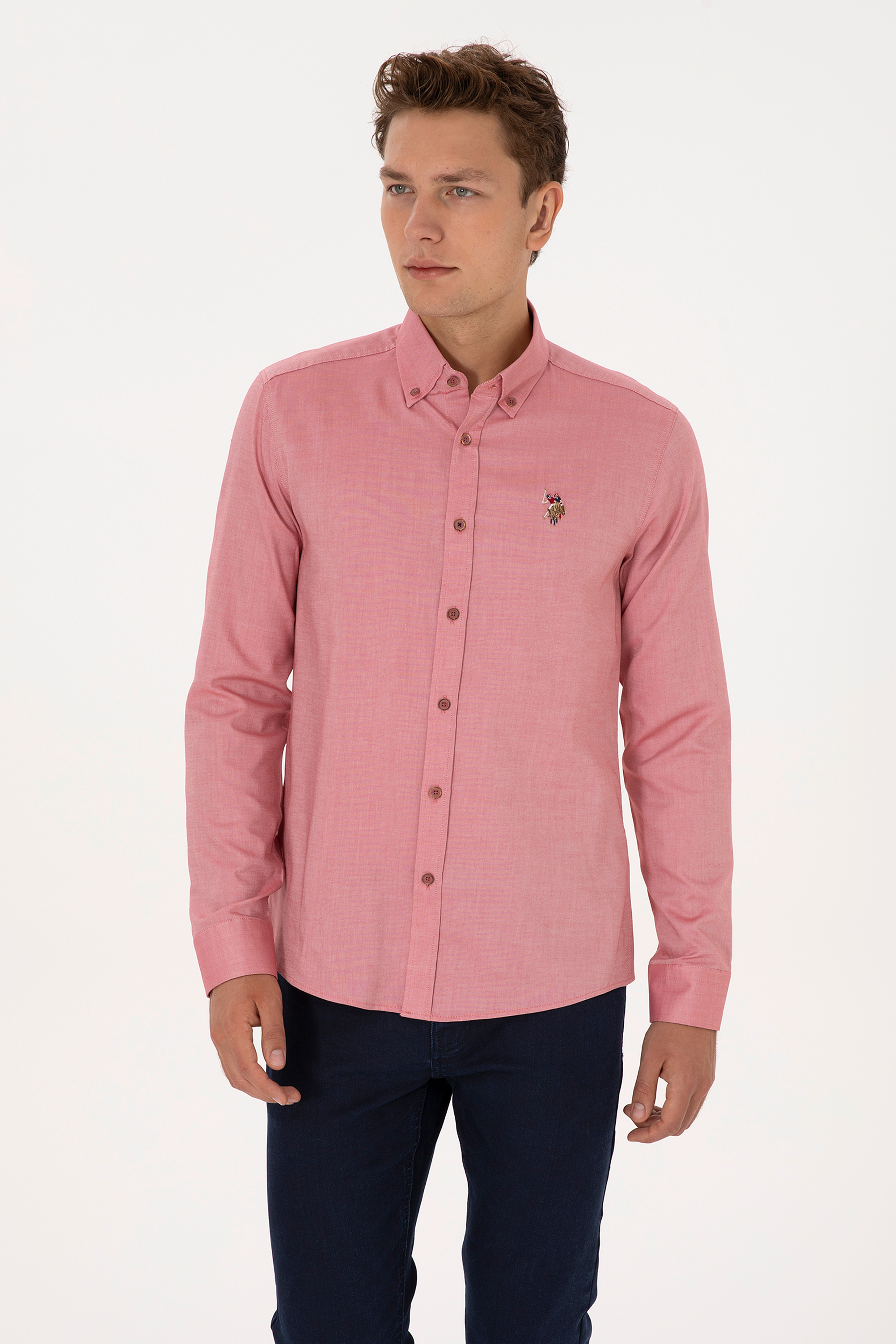 Erkek Vişne Uzun Kollu Basic Gömlek - 50297897082