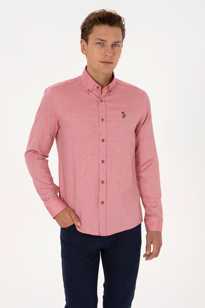 Erkek Vişne Uzun Kollu Basic Gömlek
