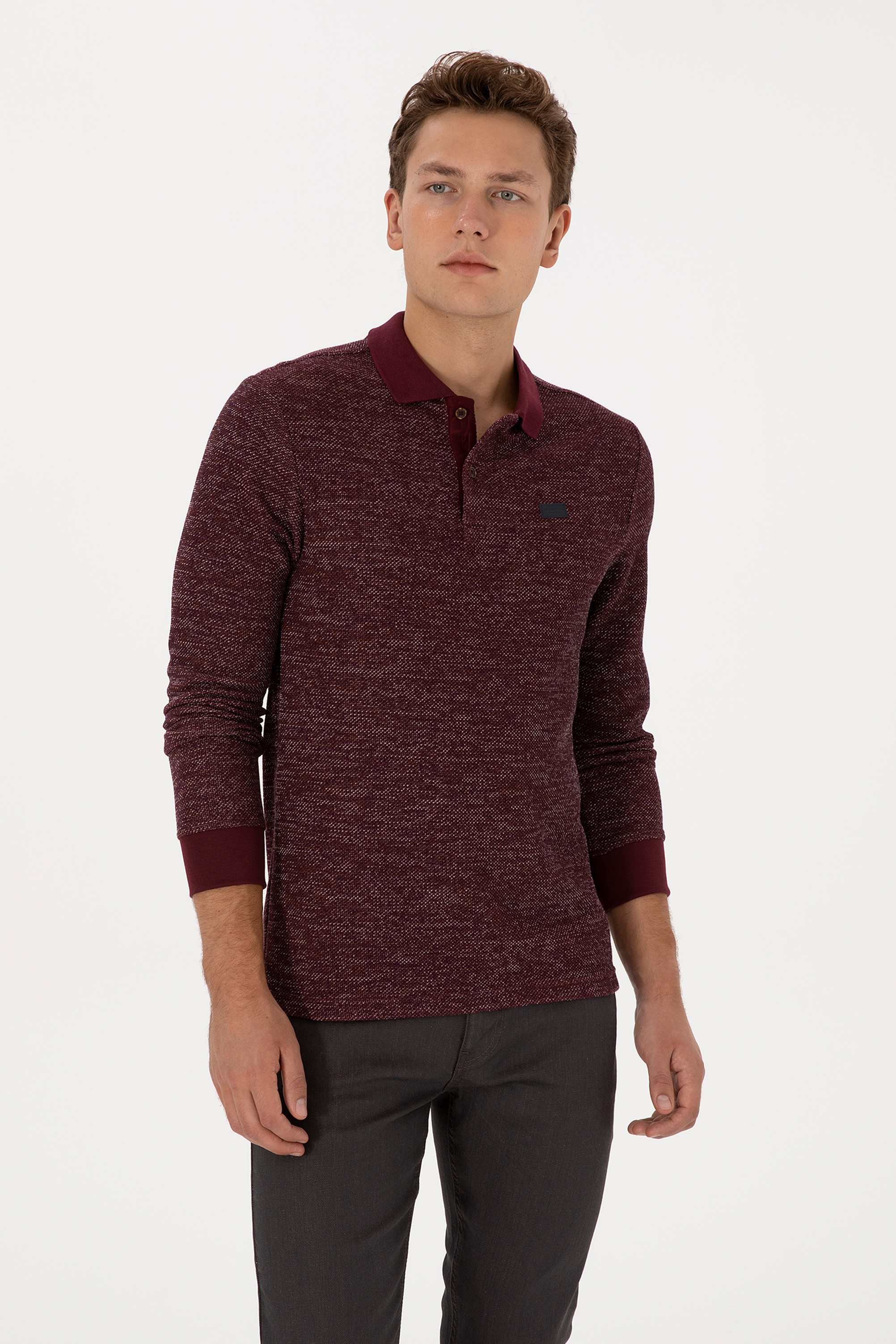 Erkek Bordo Basic Sweatshirt - 50307730028