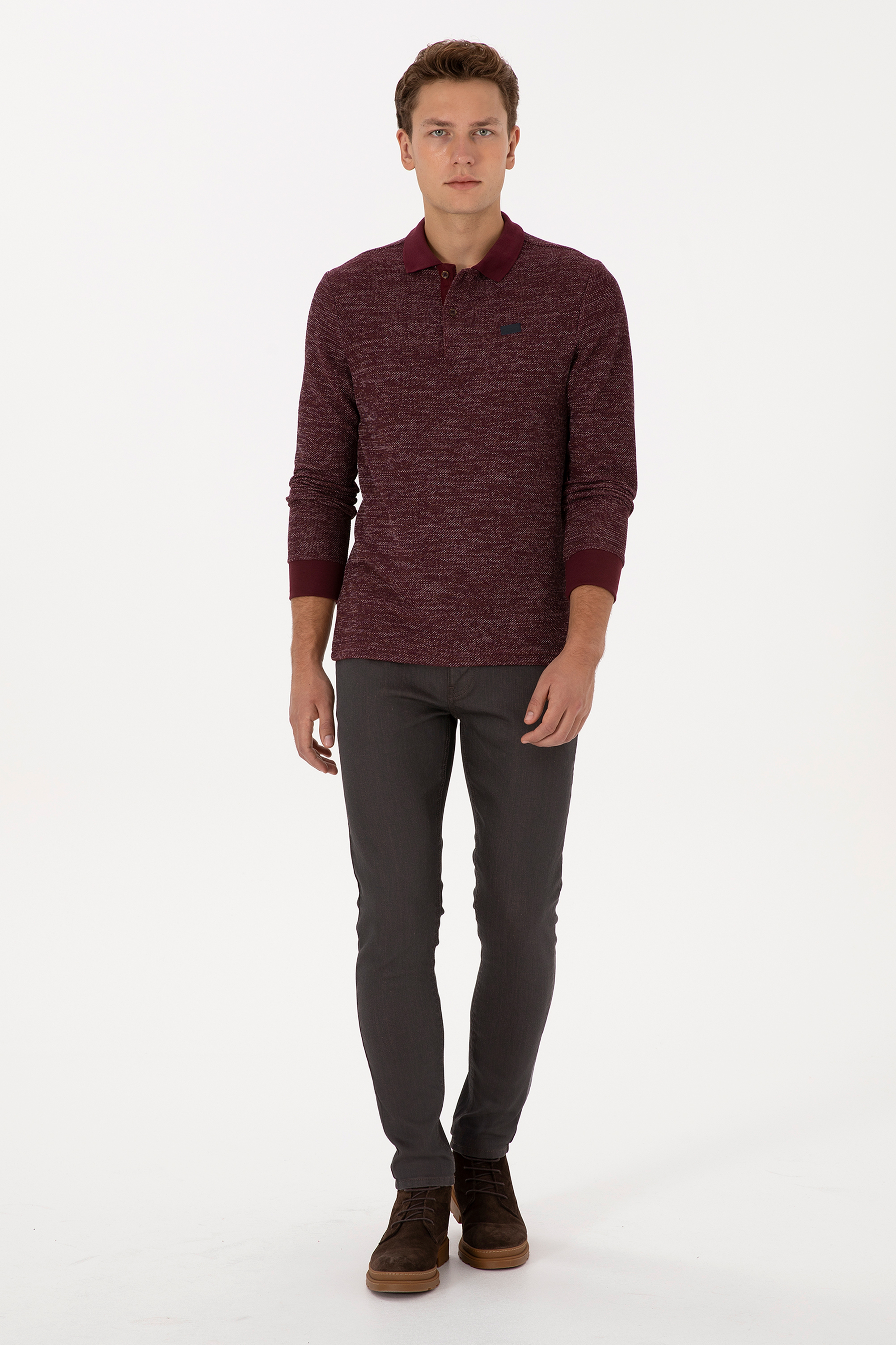 Erkek Bordo Basic Sweatshirt - 50307730028