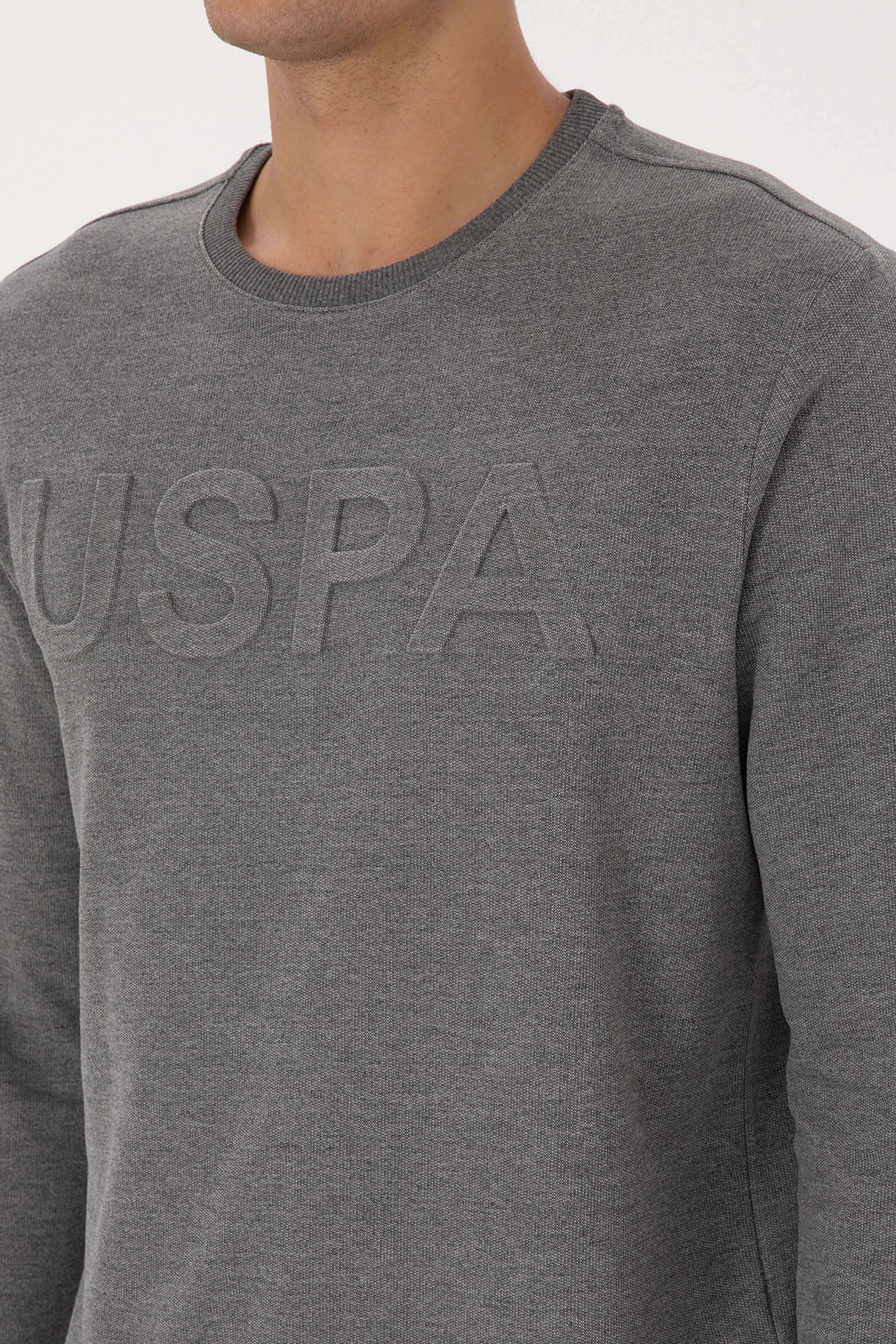 Erkek Regular Fit Bisiklet Yaka Antrasit Melanj Basic Sweatshirt