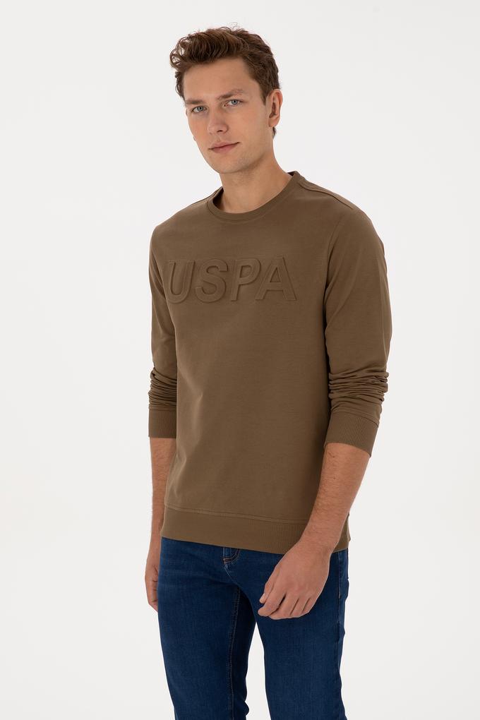 Erkek Haki Basic Sweatshirt