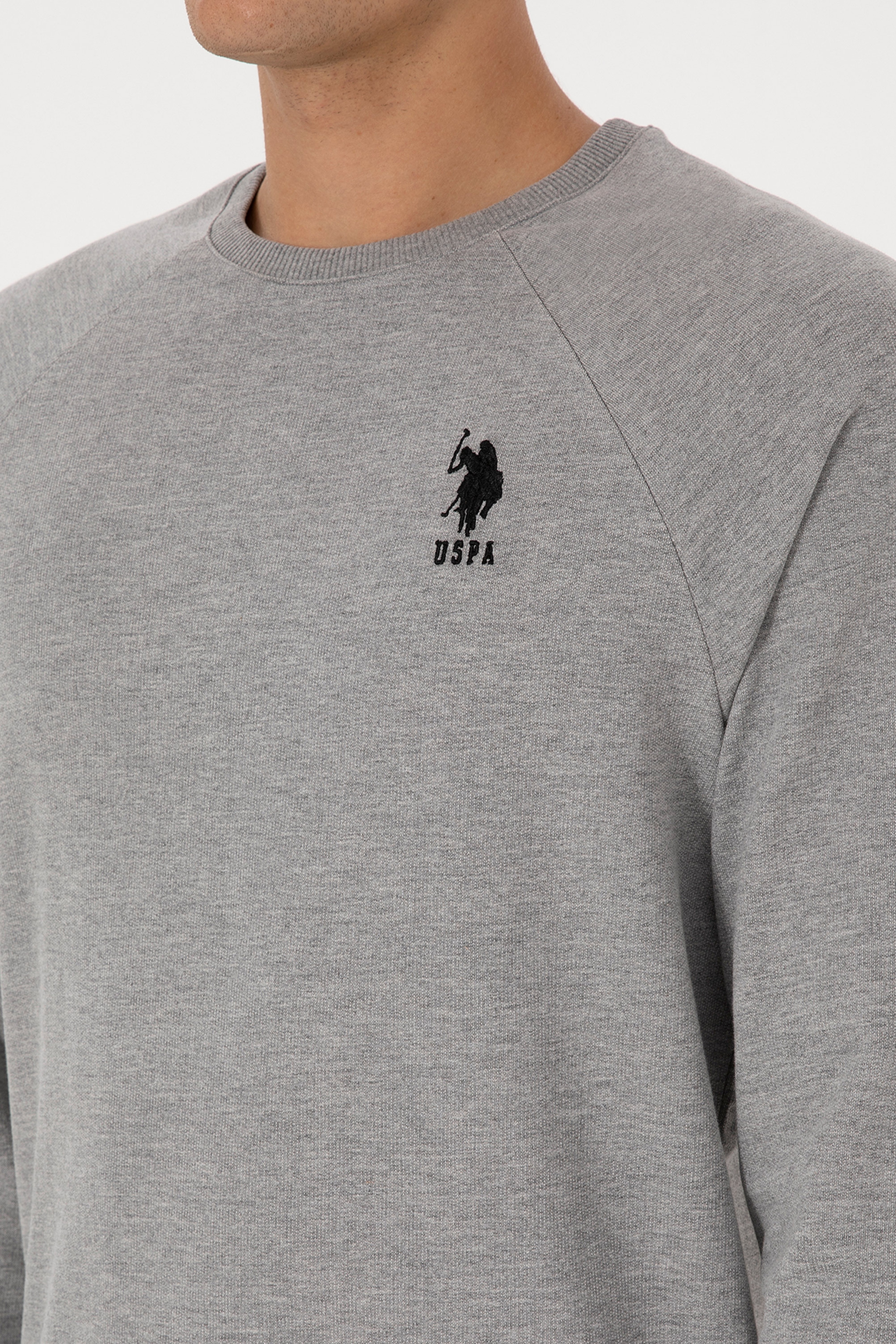 Erkek Gri Melanj Basic Sweatshirt