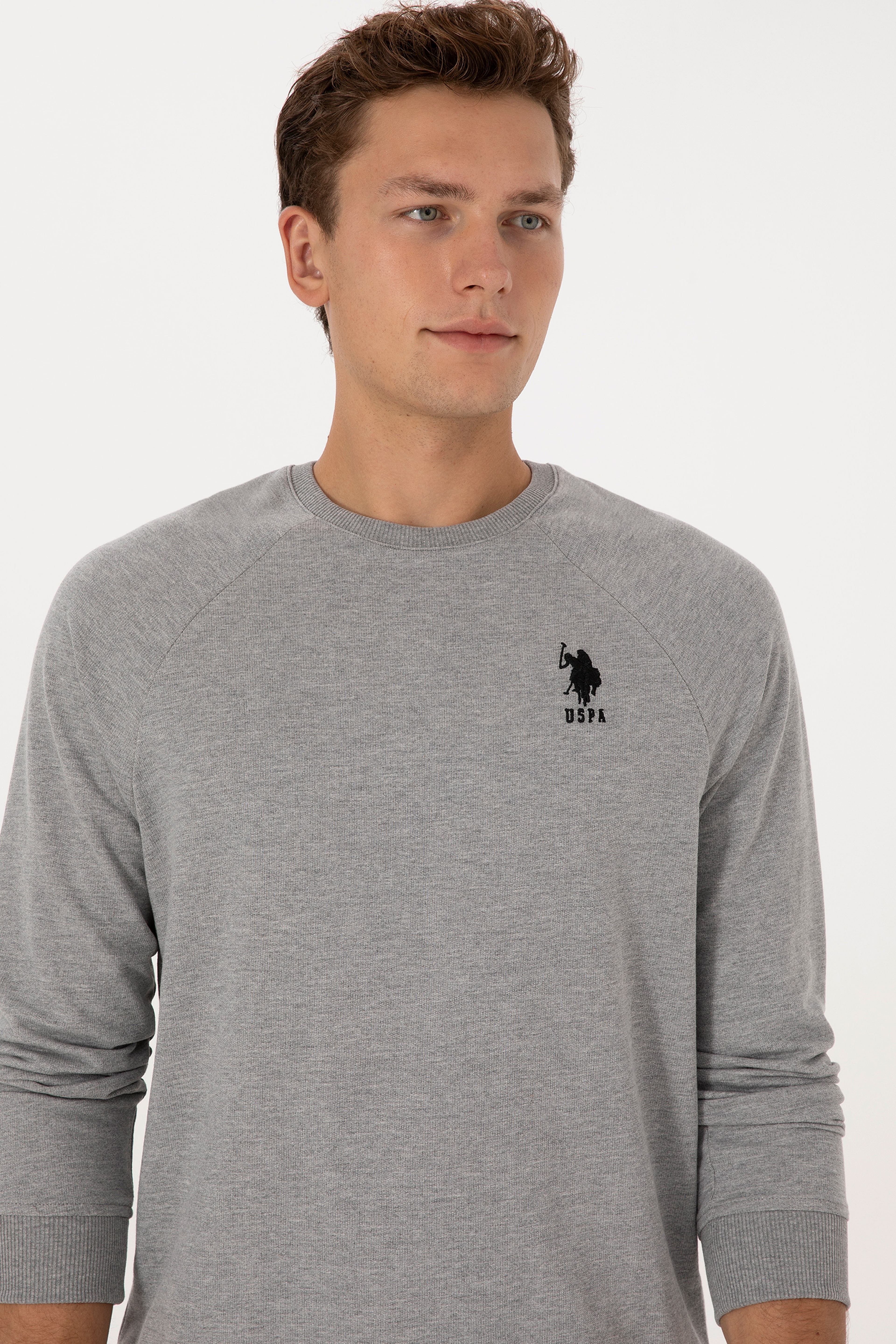 Erkek Gri Melanj Basic Sweatshirt - Image 2