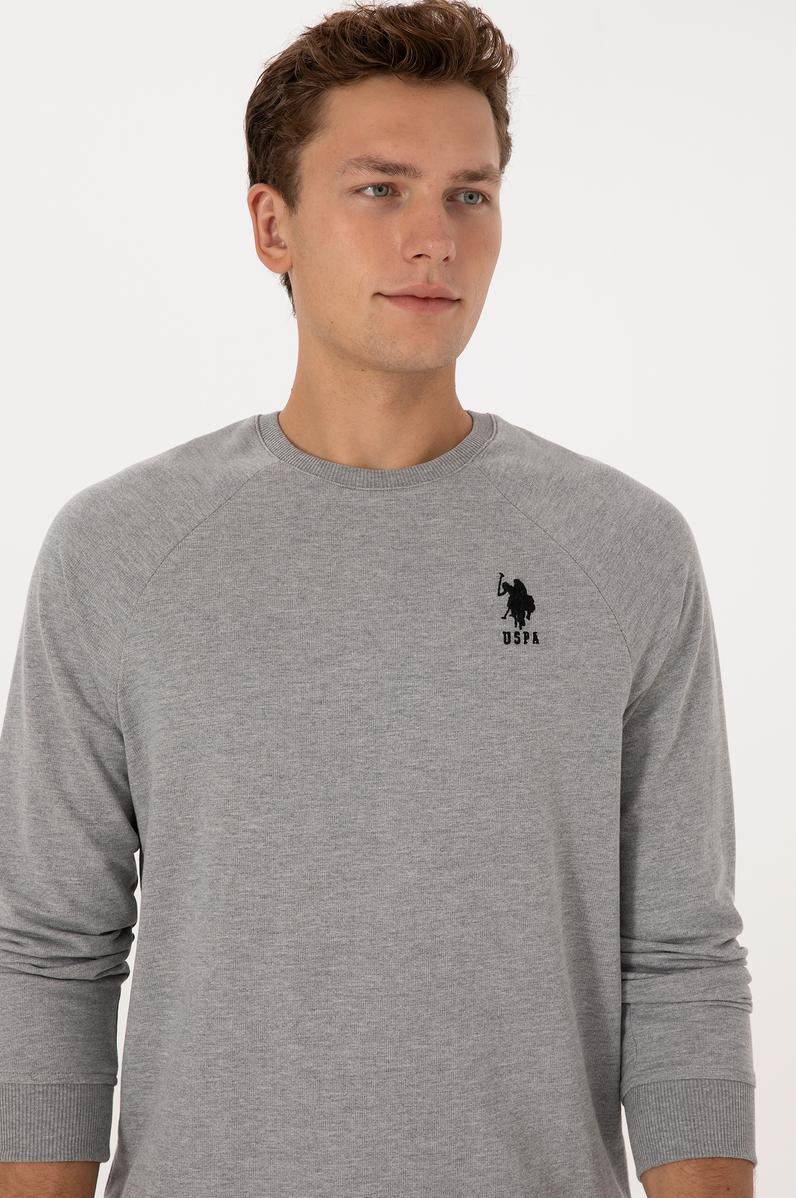 Erkek Gri Melanj Basic Sweatshirt