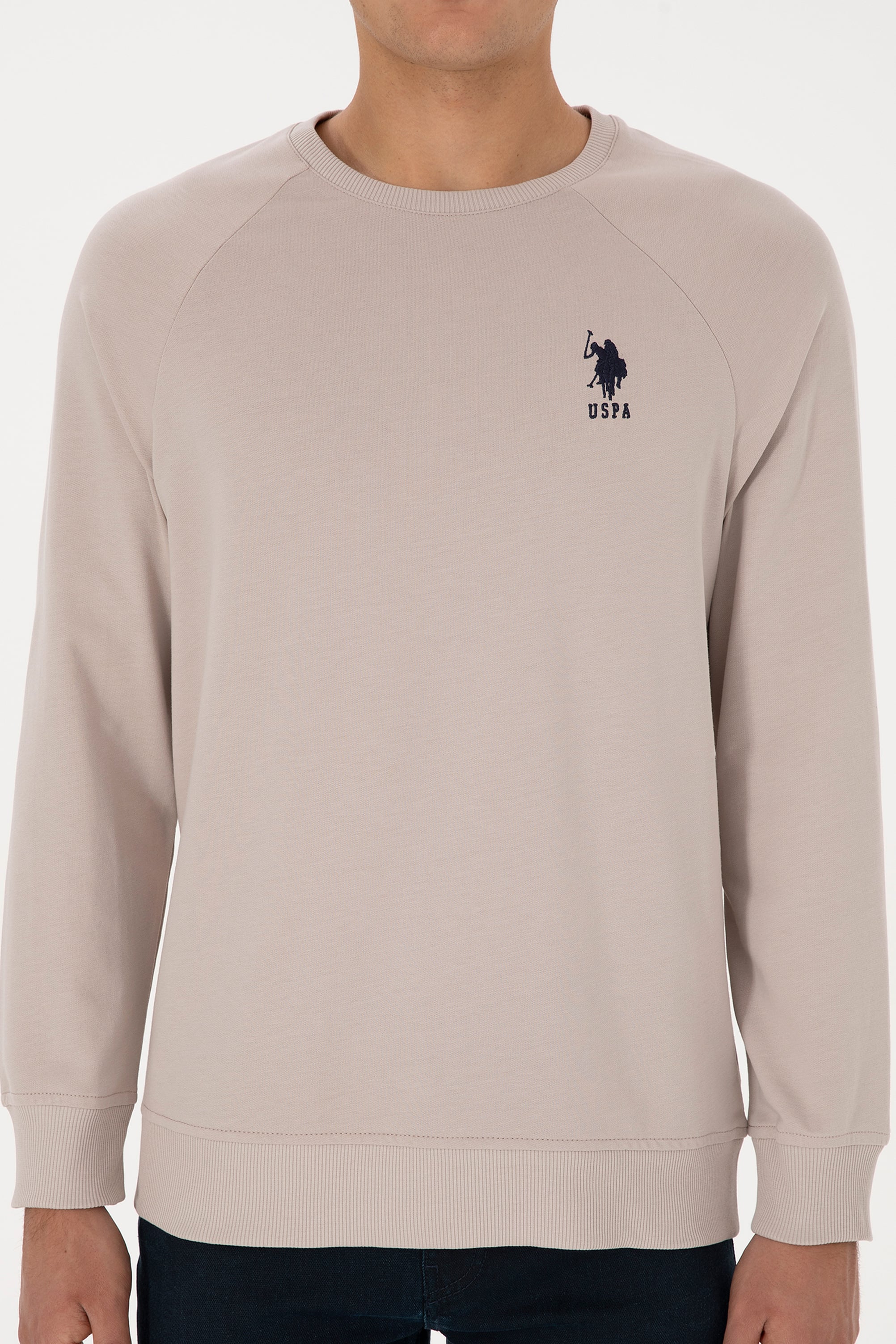 Erkek Regular Fit Bisiklet Yaka Taş Basic Sweatshirt