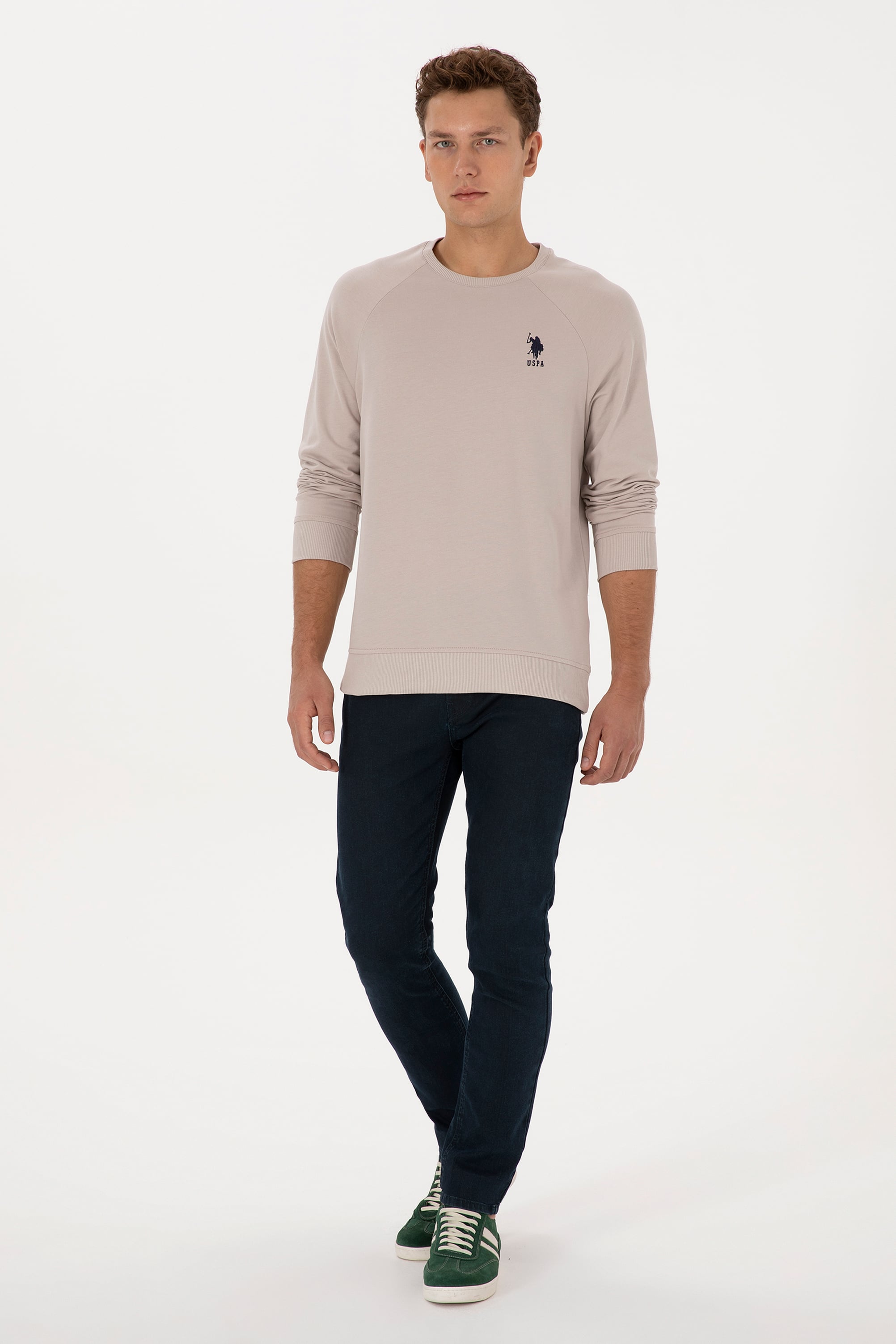 Erkek Regular Fit Bisiklet Yaka Taş Basic Sweatshirt
