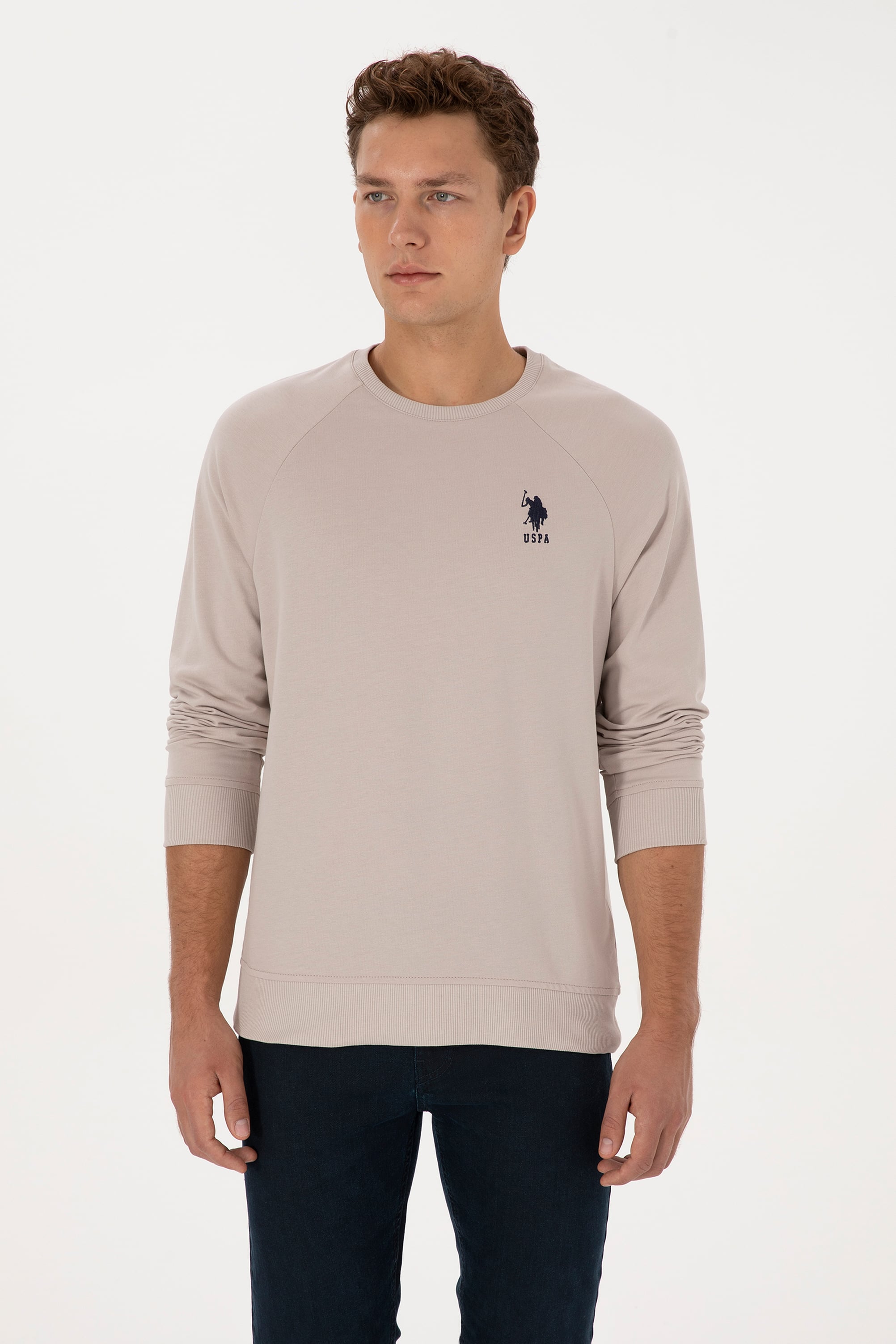 Erkek Regular Fit Bisiklet Yaka Taş Basic Sweatshirt - Image 3