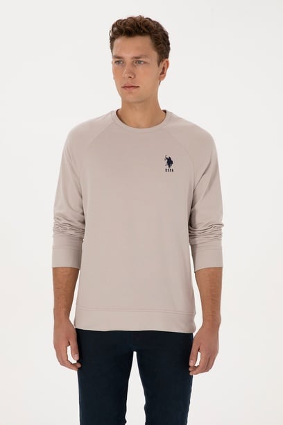 Erkek Regular Fit Bisiklet Yaka Taş Basic Sweatshirt