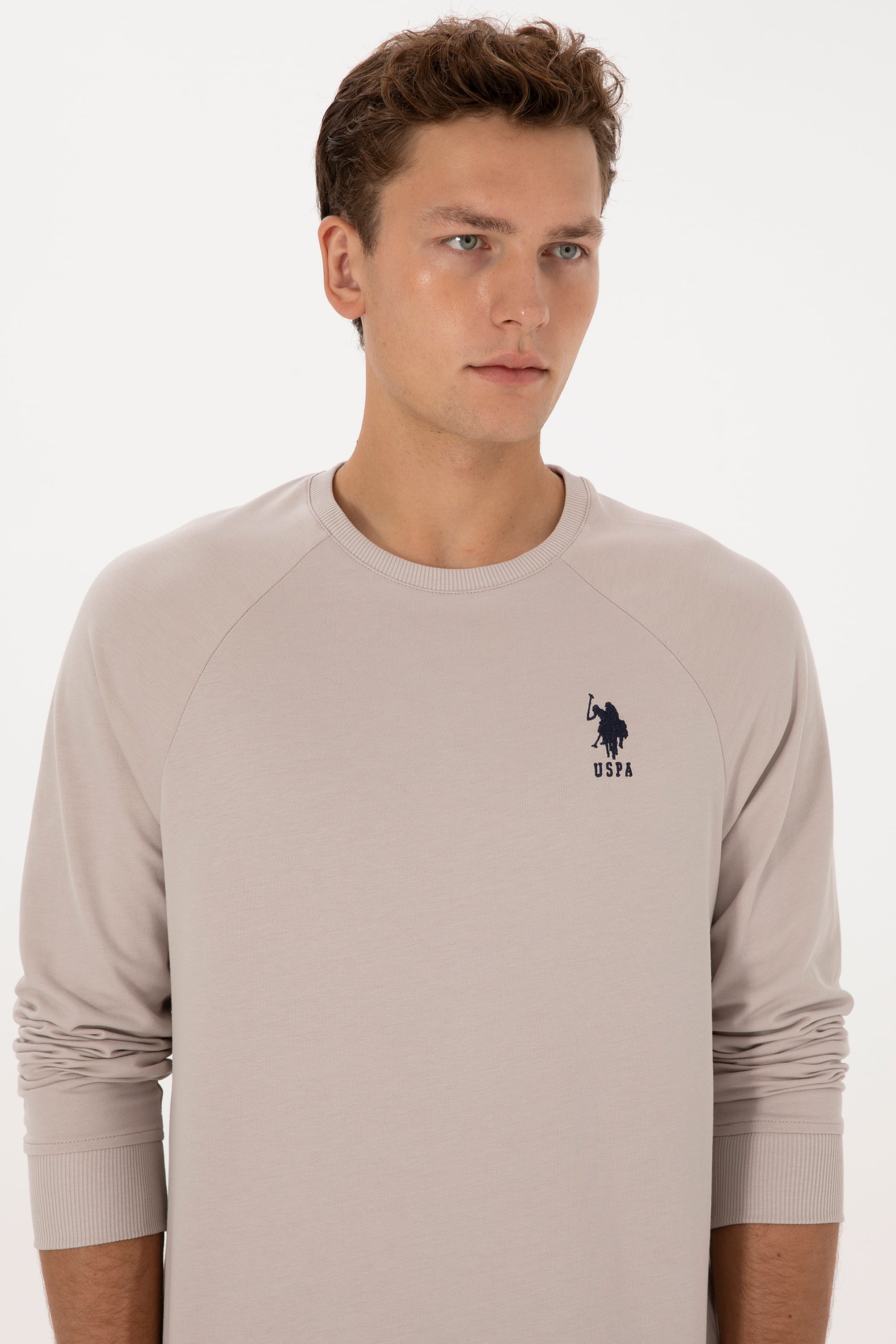 Erkek Regular Fit Bisiklet Yaka Taş Basic Sweatshirt - Image 2