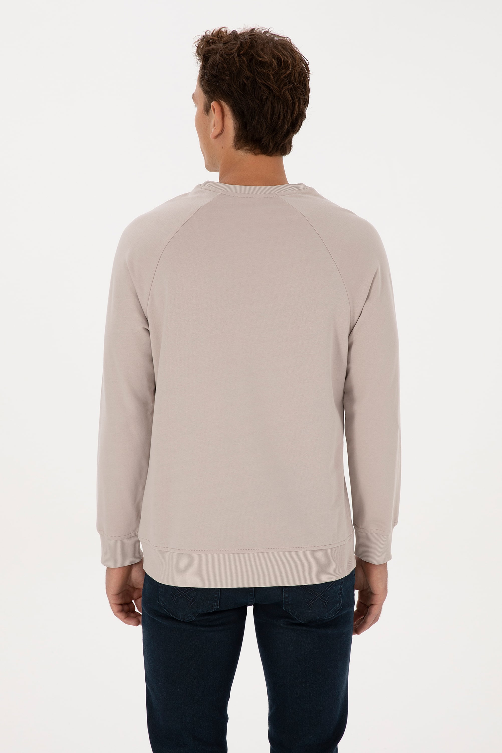 Erkek Regular Fit Bisiklet Yaka Taş Basic Sweatshirt