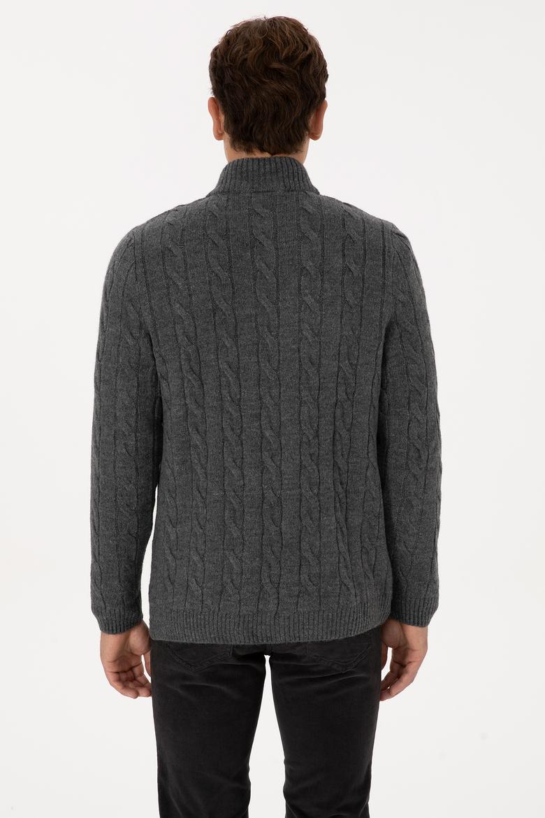 Erkek Antrasit Melanj Kazak - 50315822036