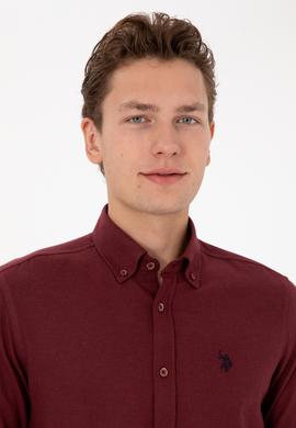 Erkek Bordo Uzun Kollu Basic Gömlek - 50316721005