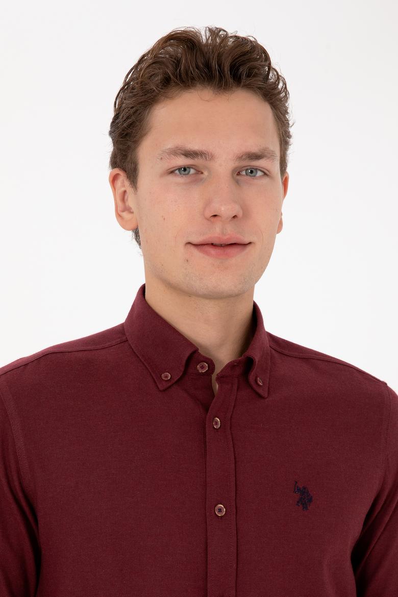 Erkek Bordo Uzun Kollu Basic Gömlek - 50316721005