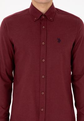 Erkek Bordo Uzun Kollu Basic Gömlek - 50316721005