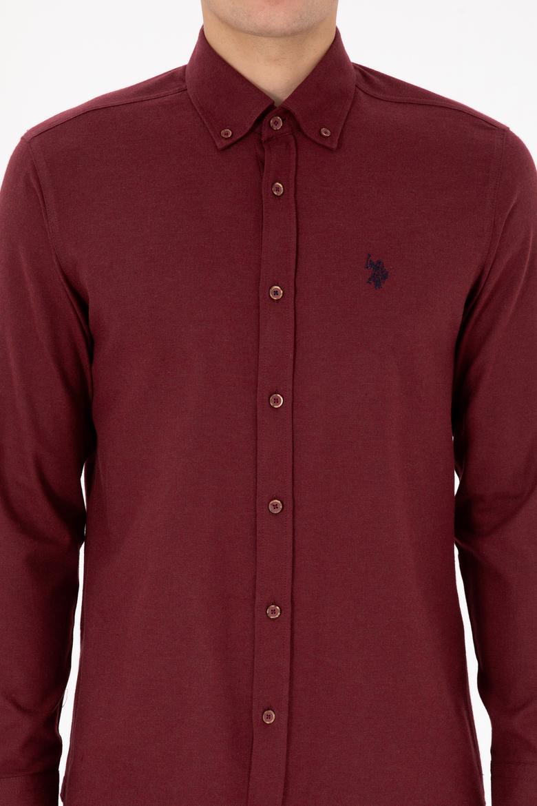 Erkek Bordo Uzun Kollu Basic Gömlek - 50316721005