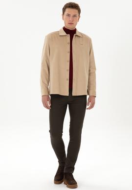 Erkek Camel Uzun Kollu Kadife Gömlek - 50316668001
