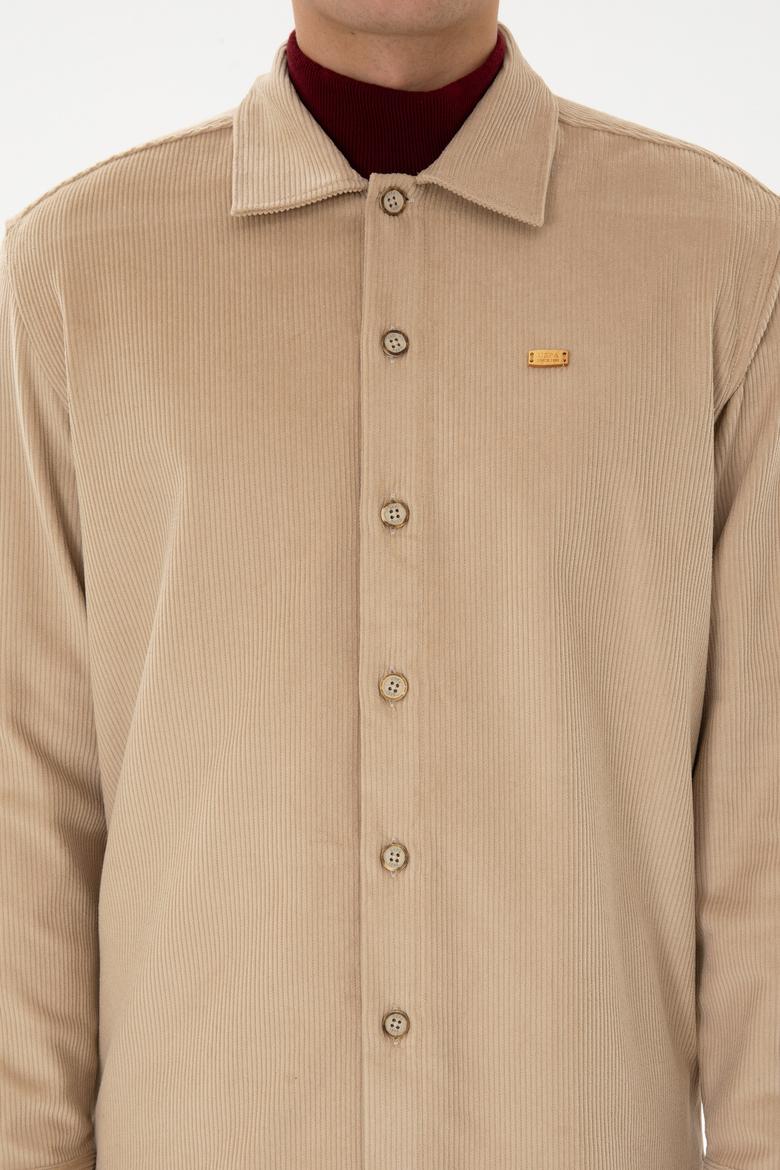 Erkek Camel Uzun Kollu Kadife Gömlek - 50316668001