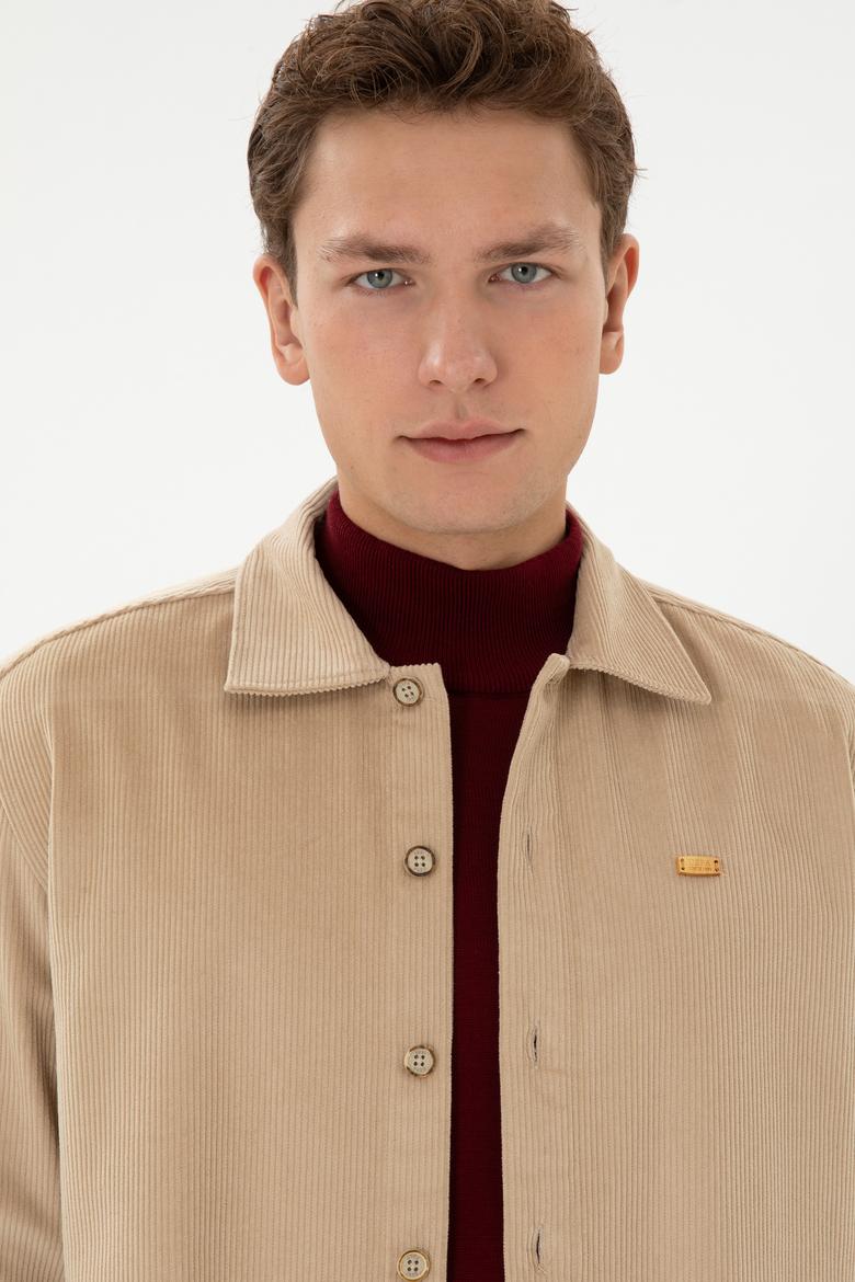 Erkek Camel Uzun Kollu Kadife Gömlek - 50316668001