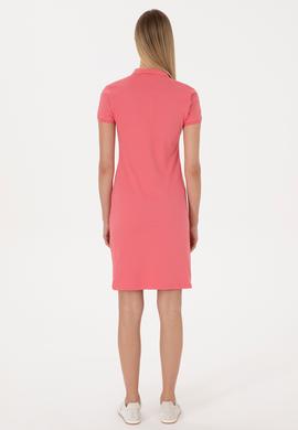 Kadın Koyu Pembe Polo Yaka Mini Boy Örme Elbise - 50297457163