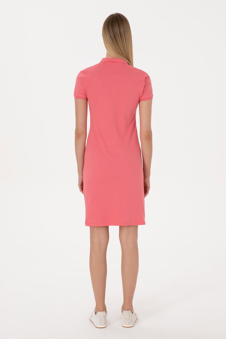 Kadın Koyu Pembe Polo Yaka Mini Boy Örme Elbise - 50297457163