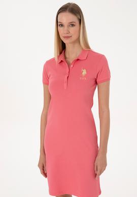 Kadın Koyu Pembe Polo Yaka Mini Boy Örme Elbise - 50297457163