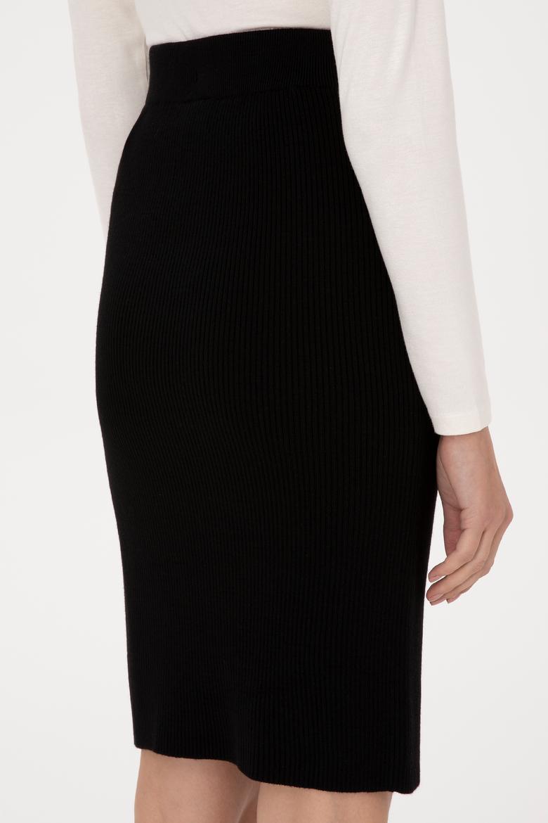Kadın Siyah Triko Etek - 50315594009