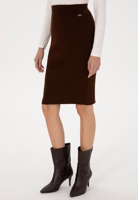 Kadın Koyu Kahverengi Triko Etek - 50315594016