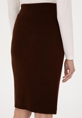 Kadın Koyu Kahverengi Triko Etek - 50315594016