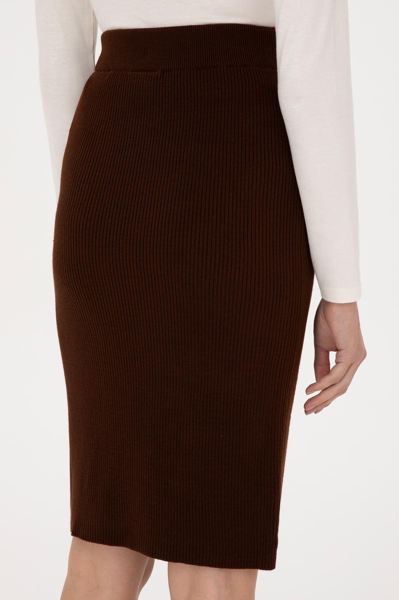Kadın Koyu Kahverengi Triko Etek