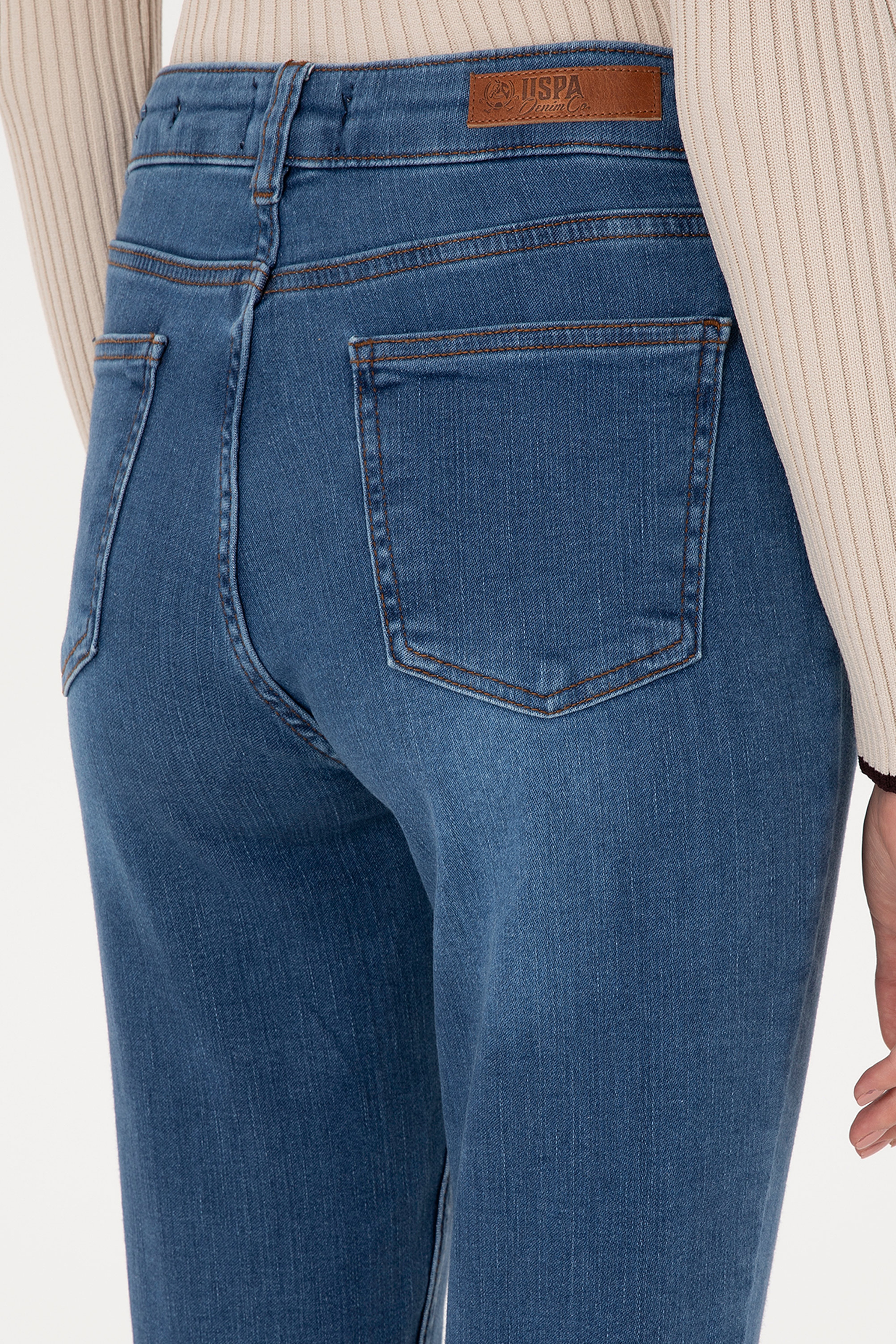 Kadın Koyu Mavi Skinny High Waist Fit Jean Pantolon - Image 6